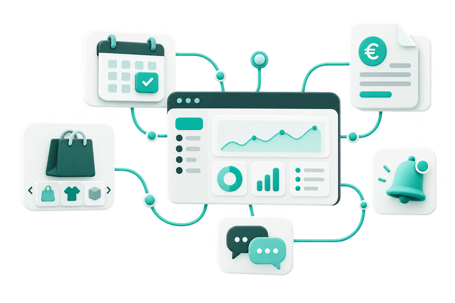 Soluciones digitales conectadas para gestionar reservas, presupuestos, catálogos, avisos y mensajes